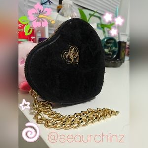 Black Juicy Couture fur wristlet coin purse